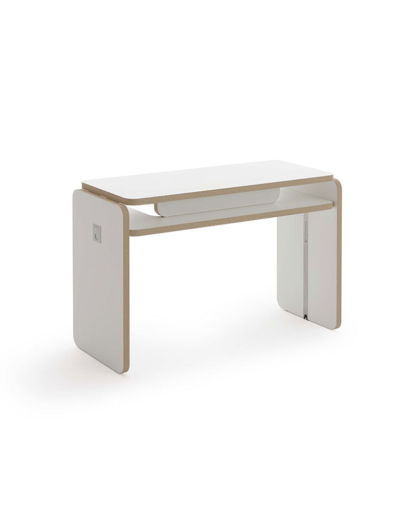NAT - White manicure table - Edge in oak finish - Without extraction