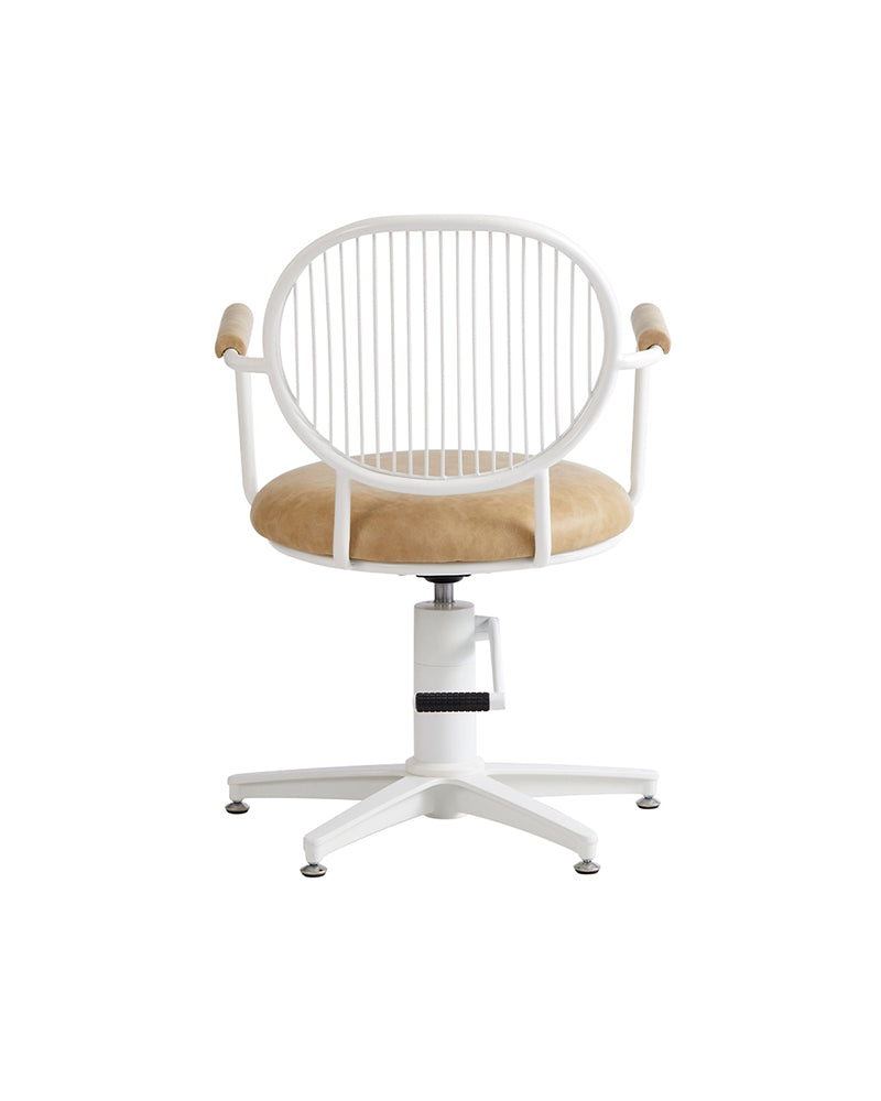 Serena - White and cognac-coloured hairdressing chair - White cross base