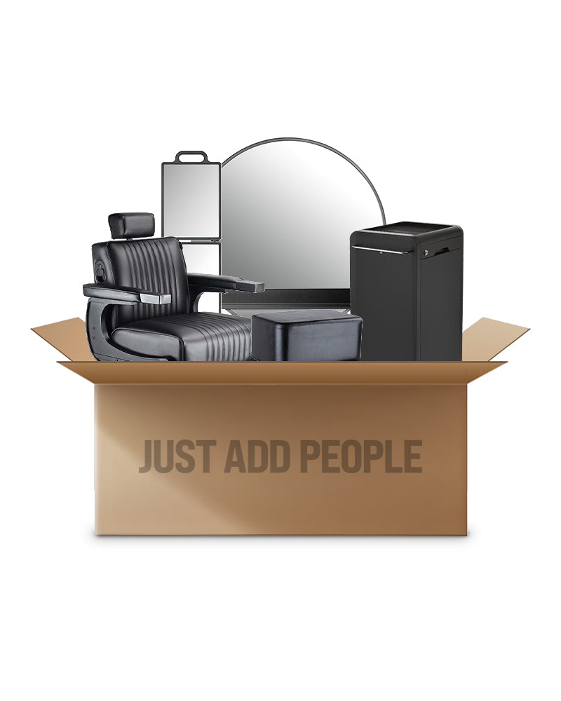 Sort barber startpakke - med 1 kundeplass og utstyr