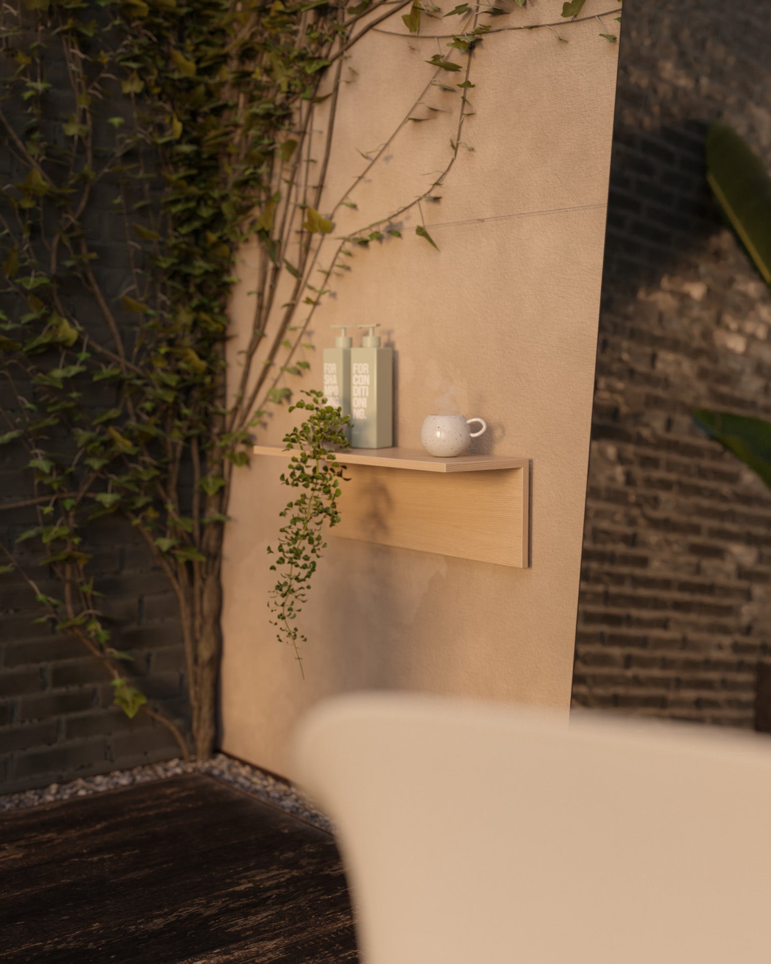 Display - Hylle i egetremønster - 61cm