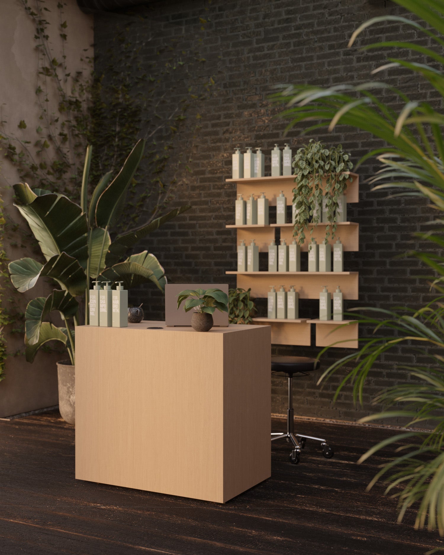 Display - Hylle i egetremønster - 61cm