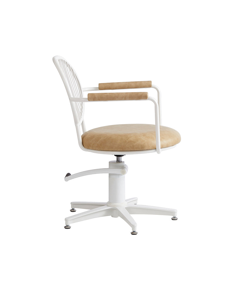 Serena - White and Cognac colored hairdresser's chair - White cross foot