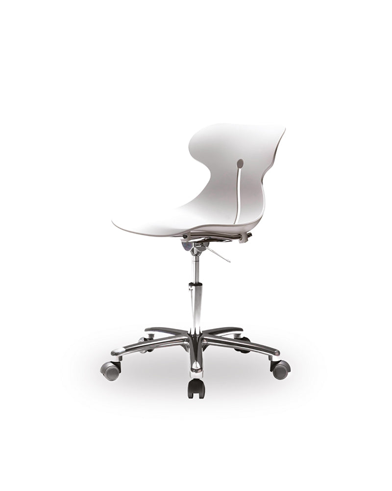 Brio - White treatment chair - chrome cross foot
