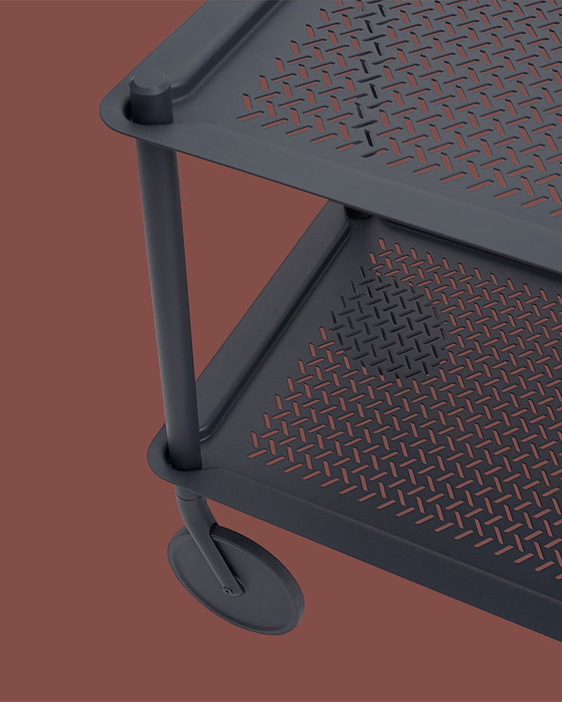 Flow large - Gray rolling table - Perforated metal