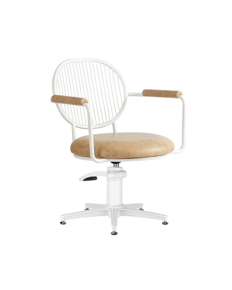 Serena - White and Cognac colored hairdresser's chair - White cross foot