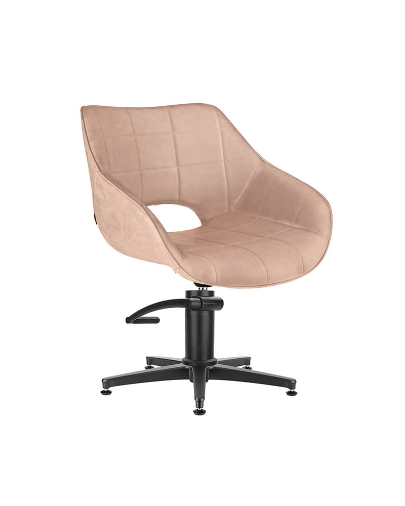 Rosie Blush - Lyserød frisørstol - Sort krydsfod