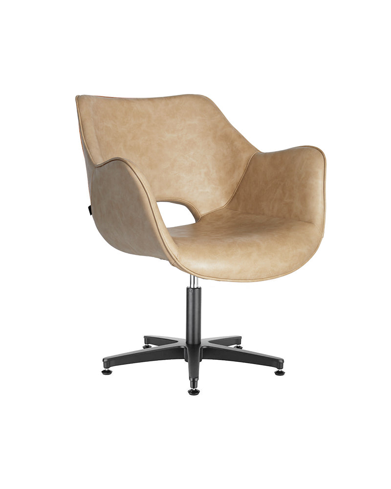 Chloe Sand - Beige waiting chair - Black cross foot