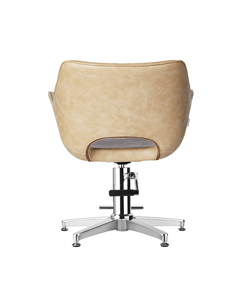 Chloe Sand - Beige hairdressing chair - Chrome cross foot