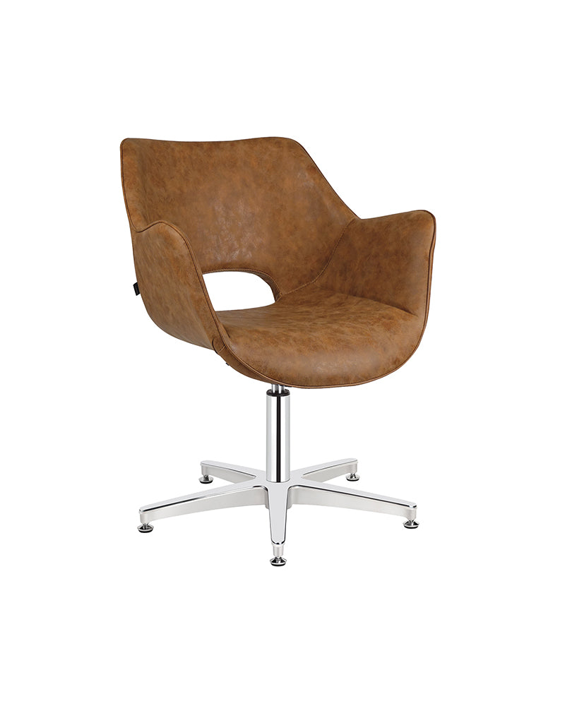 Chloe Tan - Brown Waiting Chair - Chrome Cross Leg