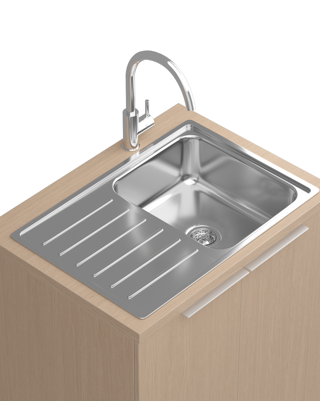 Colorbar washbasin - Washbasin in oak pattern - Chrome sink
