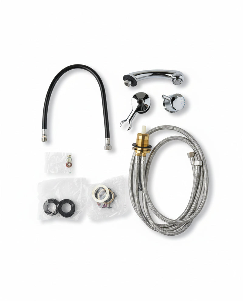 Krom blandebatteri - komplett sett med aqua-stop