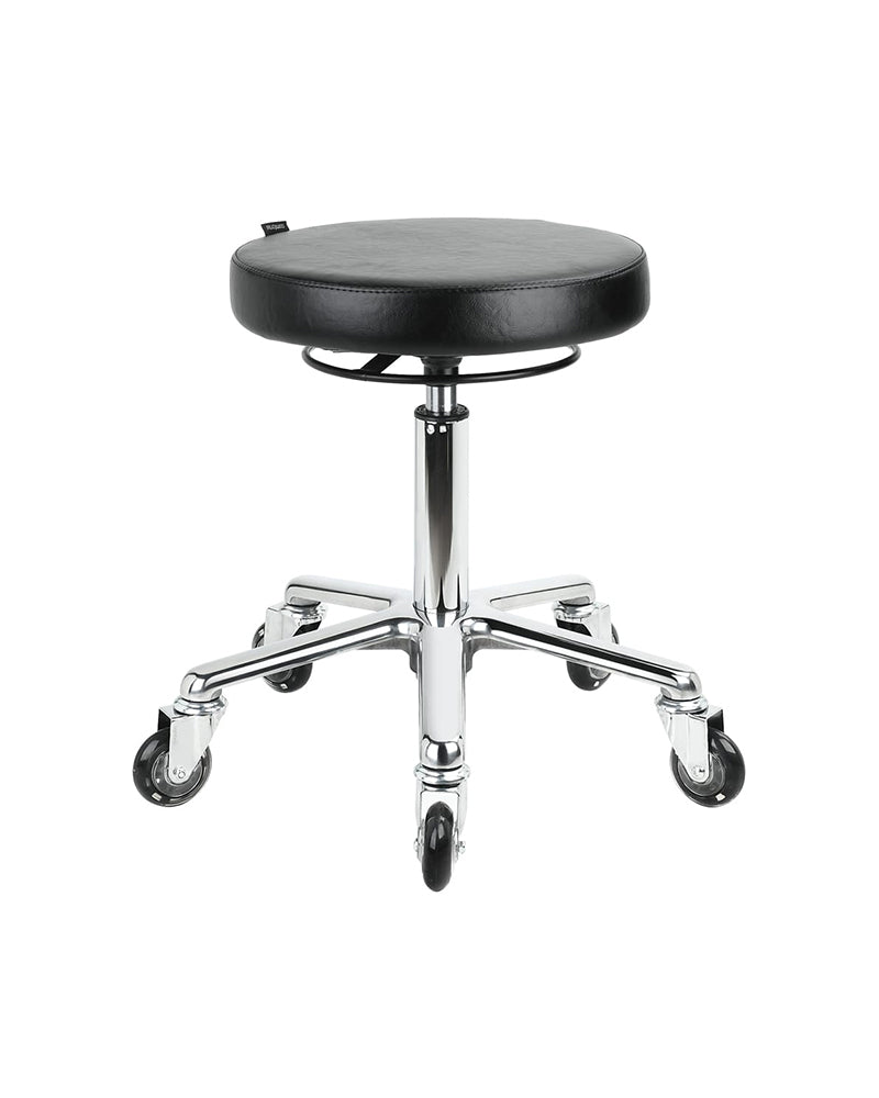 Round Black - Black cutting chair - Chrome cross foot