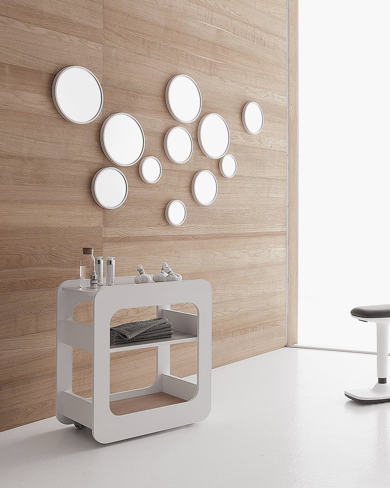 Creo - White rolling table - Oak pattern