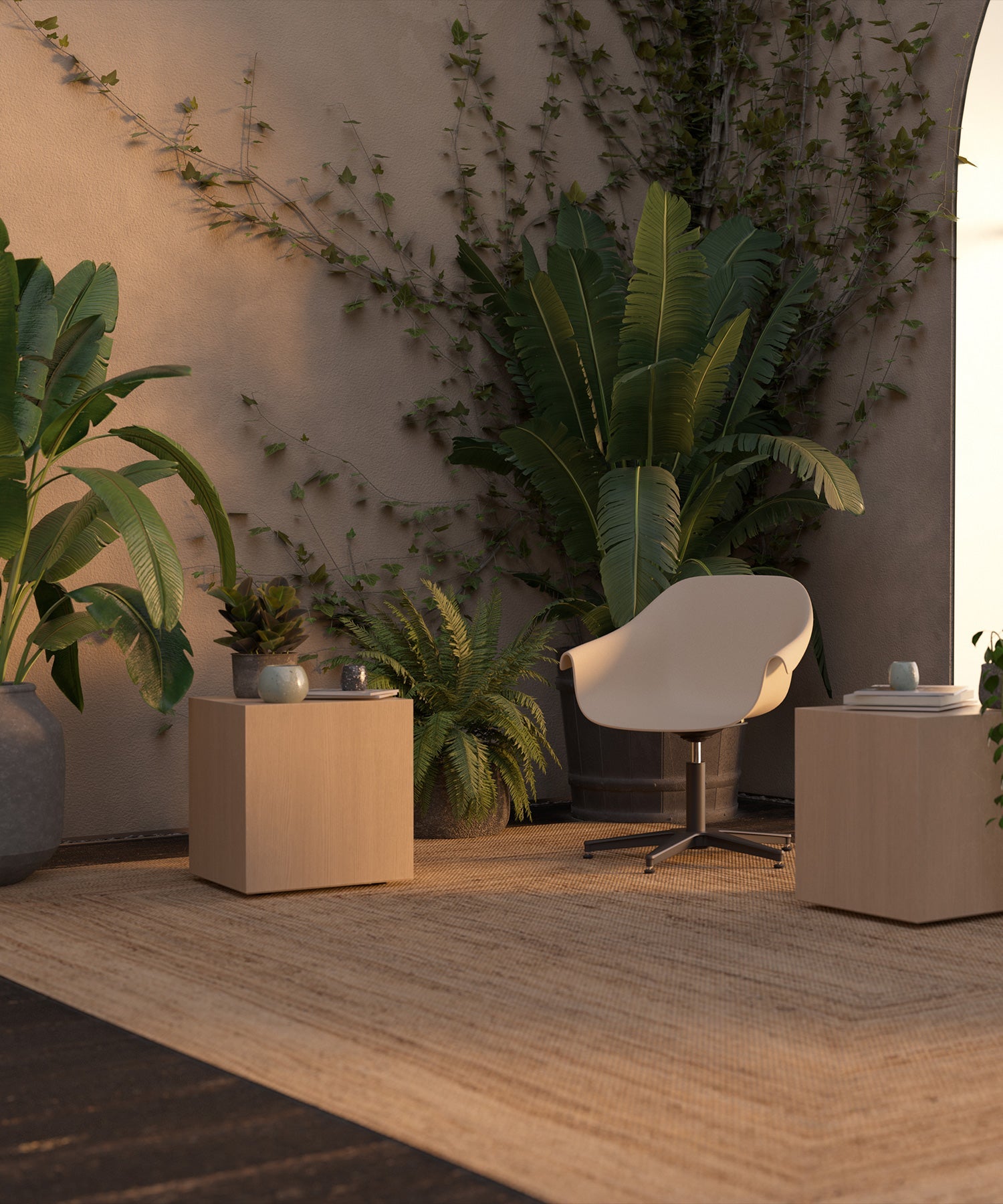 Eco - Beige waiting chair - Chrome cross foot