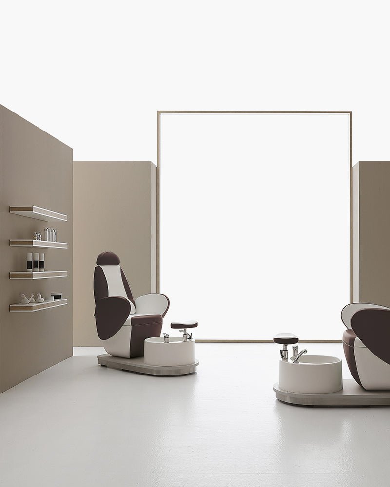 Edge - Brown and white pedicure chair - Built-in foot bath